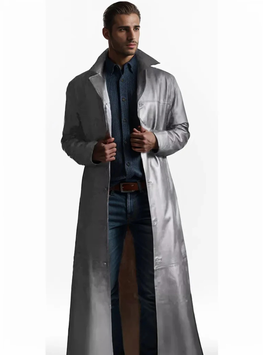 Street-Wave Long Leather Coat For Men With Classic Lapels Premium Timeless Outerwear