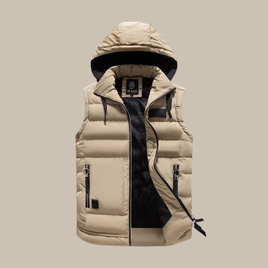 Street Wave Men's Hooded Puffer Vest Warm Insulated Outerwear With Zippered Pockets