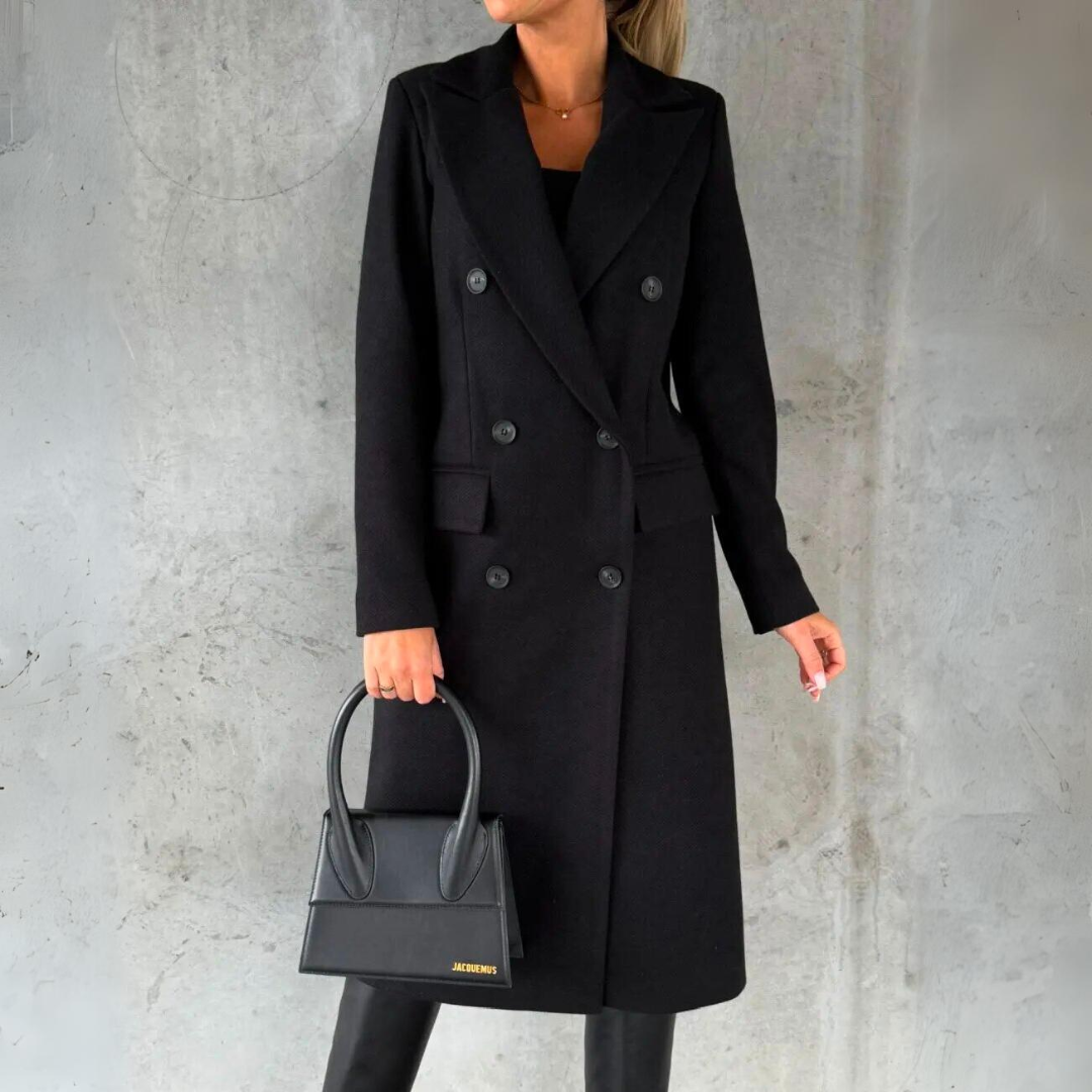 Streetwave Wool Coat Windbreaker Double Breasted Warm Cozy Fit Vintage Style For Women
