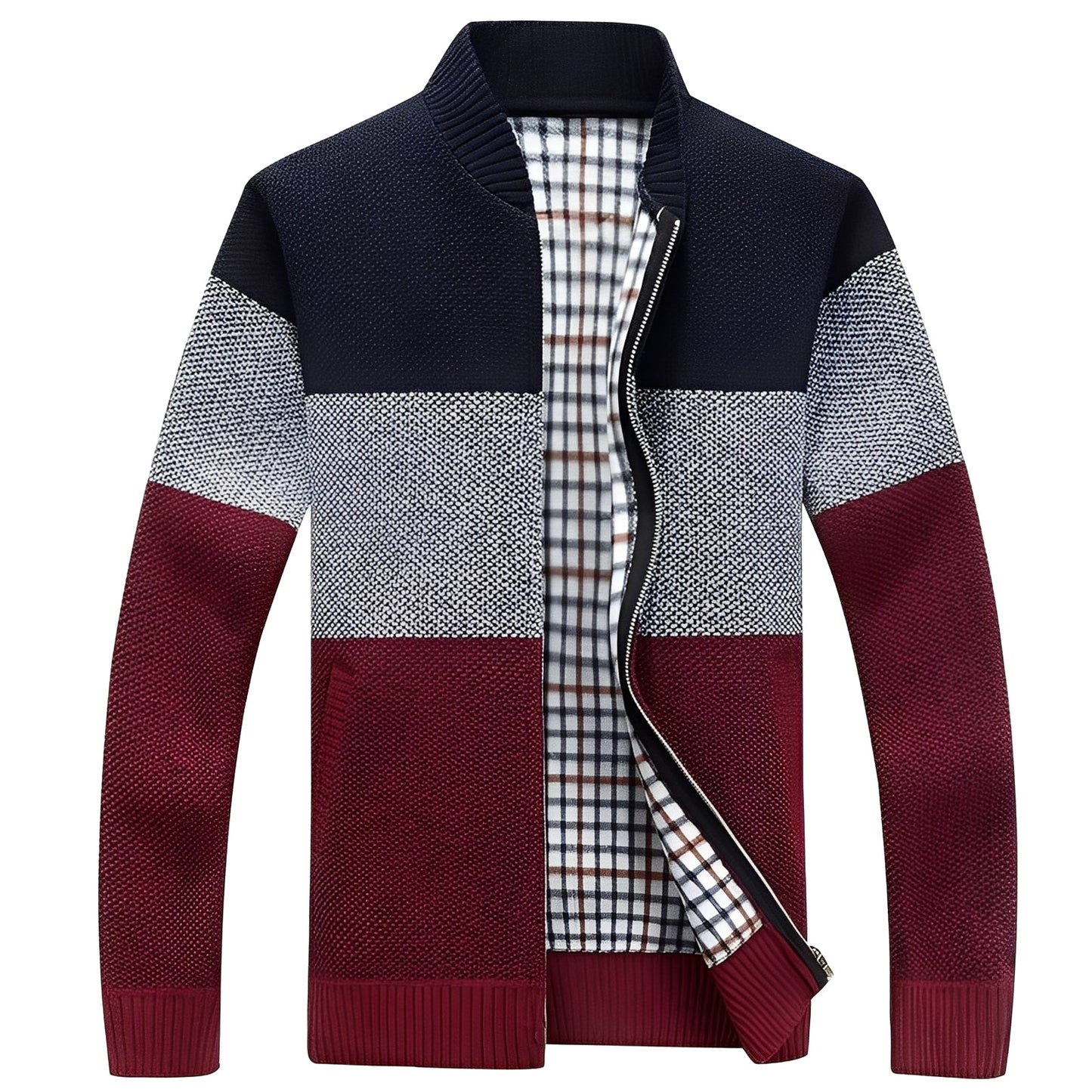 Street-wave Mens Cardigan With Lined Warmth And Windproof Outer Shell Classic Style