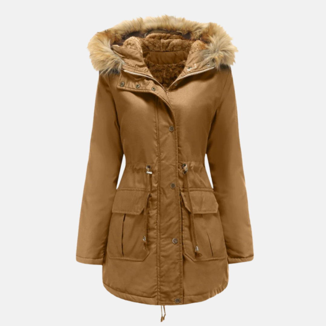 Street-Wave Womens Parka Jacket With Warm Fleece Lining And Faux Fur Hood