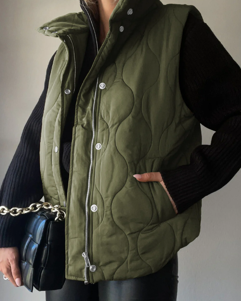 Street-Wave Plus Size Puffer Vest Oversized Quilted Outerwear For Women Cozy Warm
