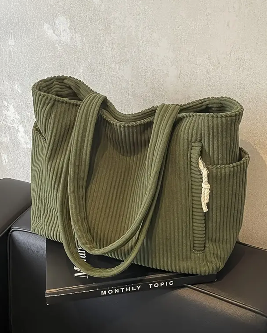 Aubrey Corduroy Tote Bag Street Wave For Everyday Use Roomy