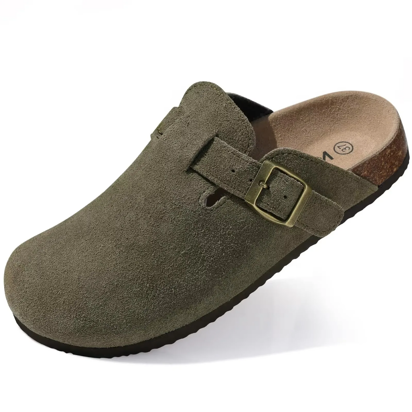 Boston Suede Cork Insole Sandals by Street-Wave for Women - Comfortable Walking Footbed and Elegant Slip-On