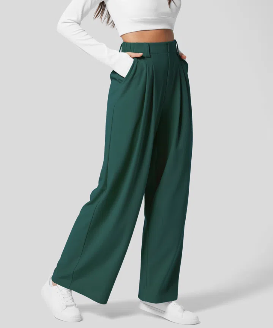 Street-Wave Wide-Leg Tailored Pants For Women High-Waist Comfort And Elegant Style