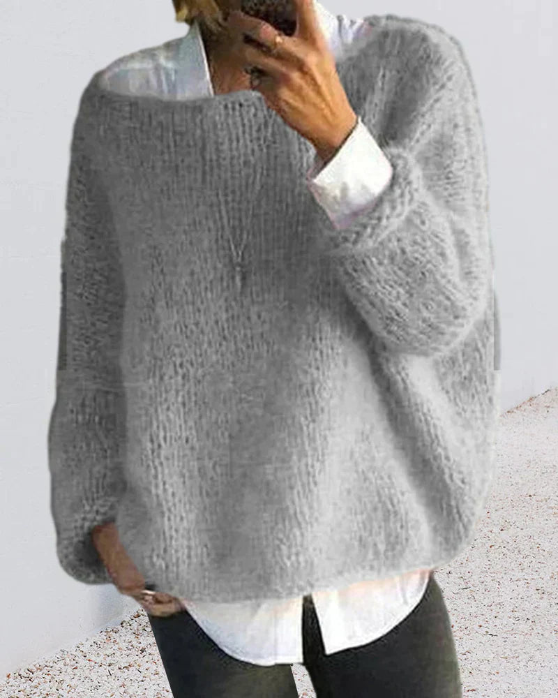 Streetwave Multicolor Off Shoulder Knit Pullover For Women Cozy Fluffy Oversized Sweater