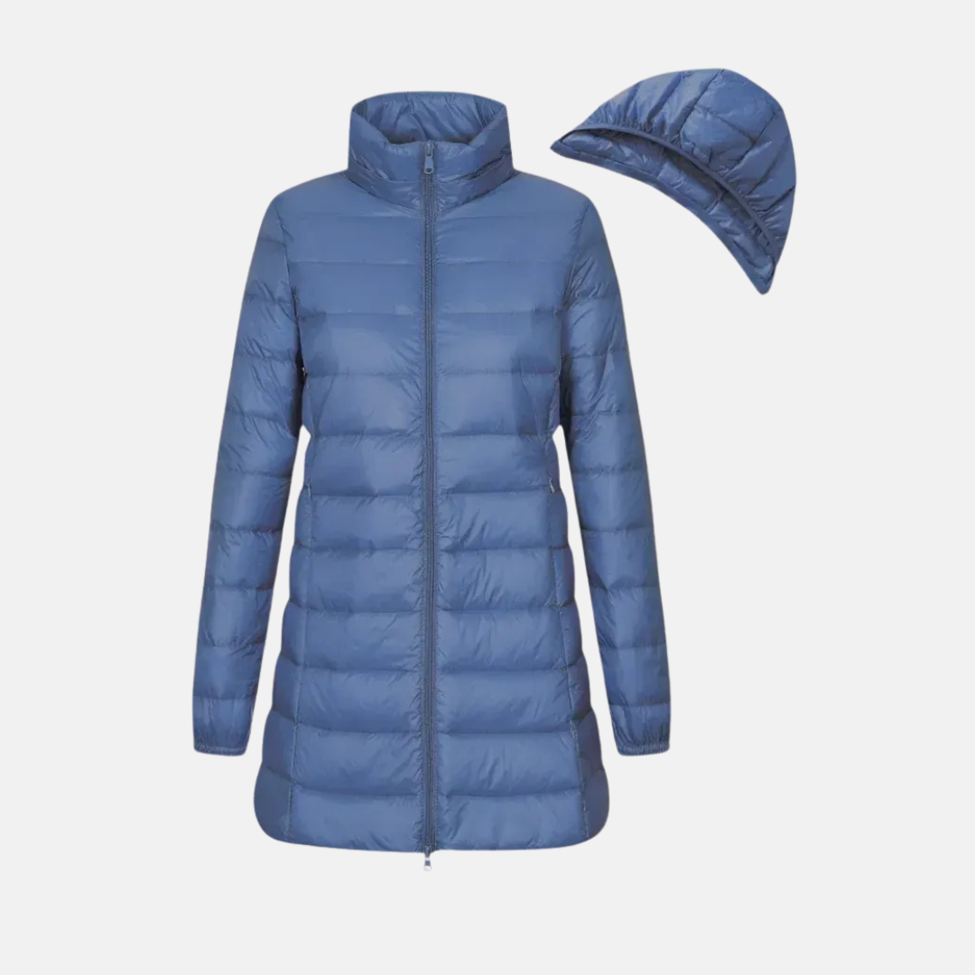 Nordisk-Flair Women's Down Jacket Hooded Quilted Water-Resistant Mid-Thigh