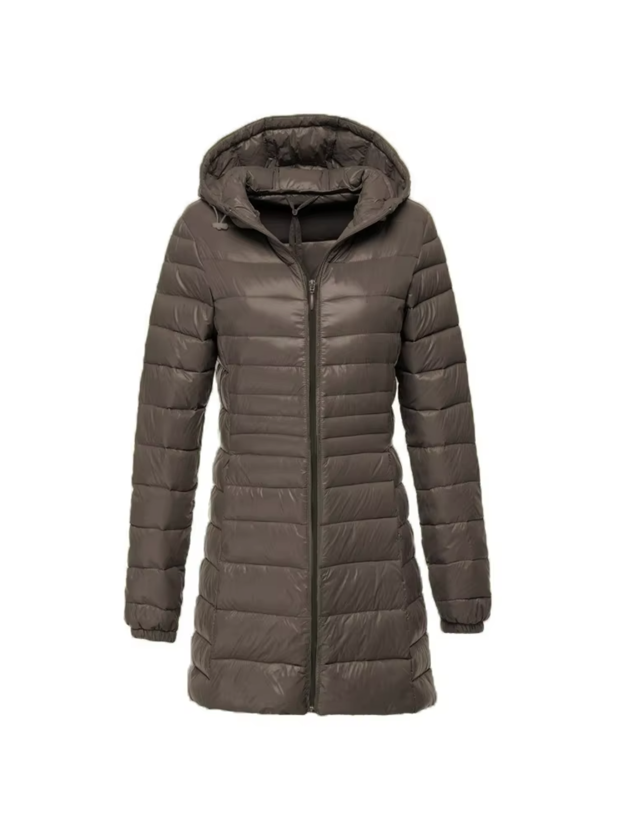 Street Wave Curvy Women Slim Fit Down Jacket With Hood Mid To Long Length Cozy Warmth