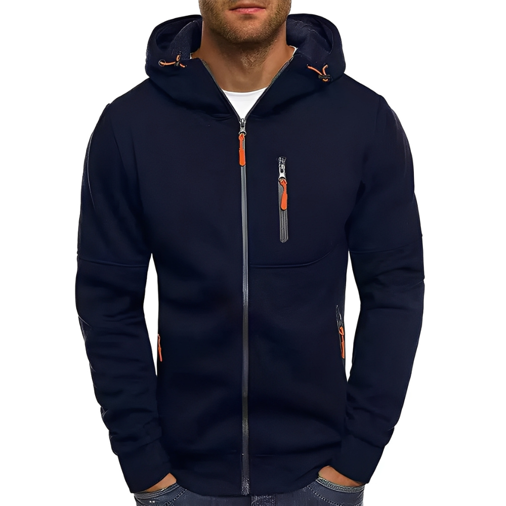 Street-wave Hooded Zip Up Jacket For Men Premium Comfort And Easy Zip Front Pocket Convenience