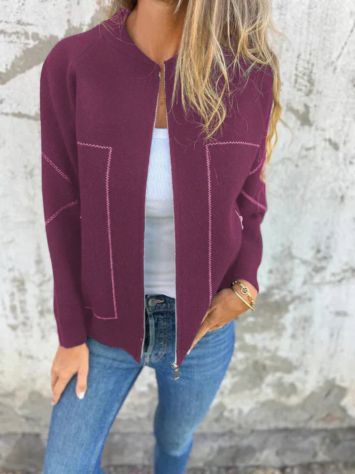 Street-wave Zip Cardigan For Women Cozy Versatile Everyday Essential Layering Outerwear