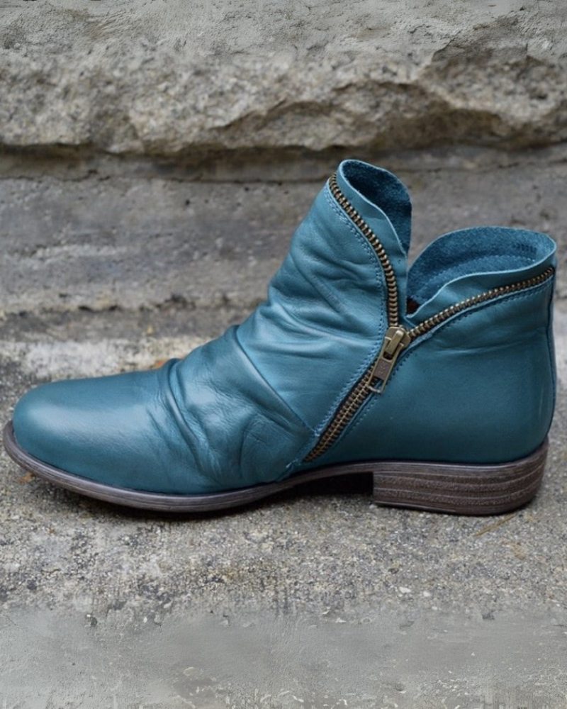 Street-Wave Leather Boots With Zip Closure For Women Warm Lined Comfort And Style