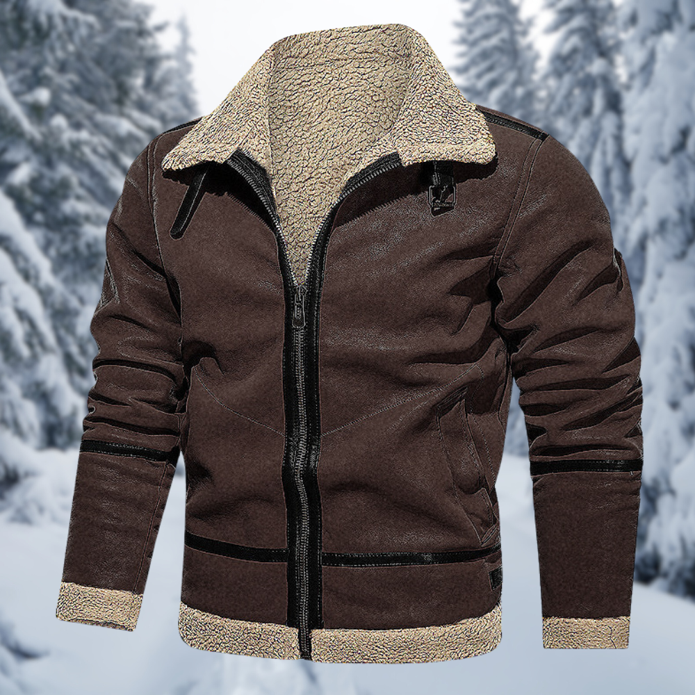 Street Wave Leather Jacket For Men Warm Shearling Lined Premium Rugged Style For Everyday Cold Weather