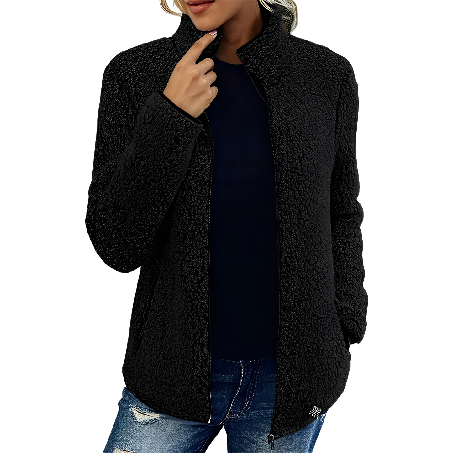 Street-wave Fleece Velour Coat For Women Cozy Warmth And Elegant Style With Zip Front
