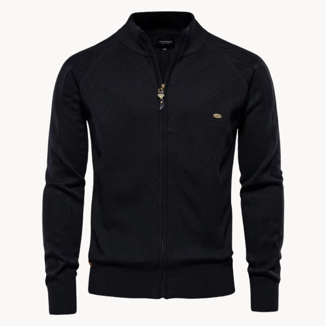 Nordisk Flair Mens Jacket Slim Fit Knitted Wool Blend Zipper Ribbed Edges Casual Layer