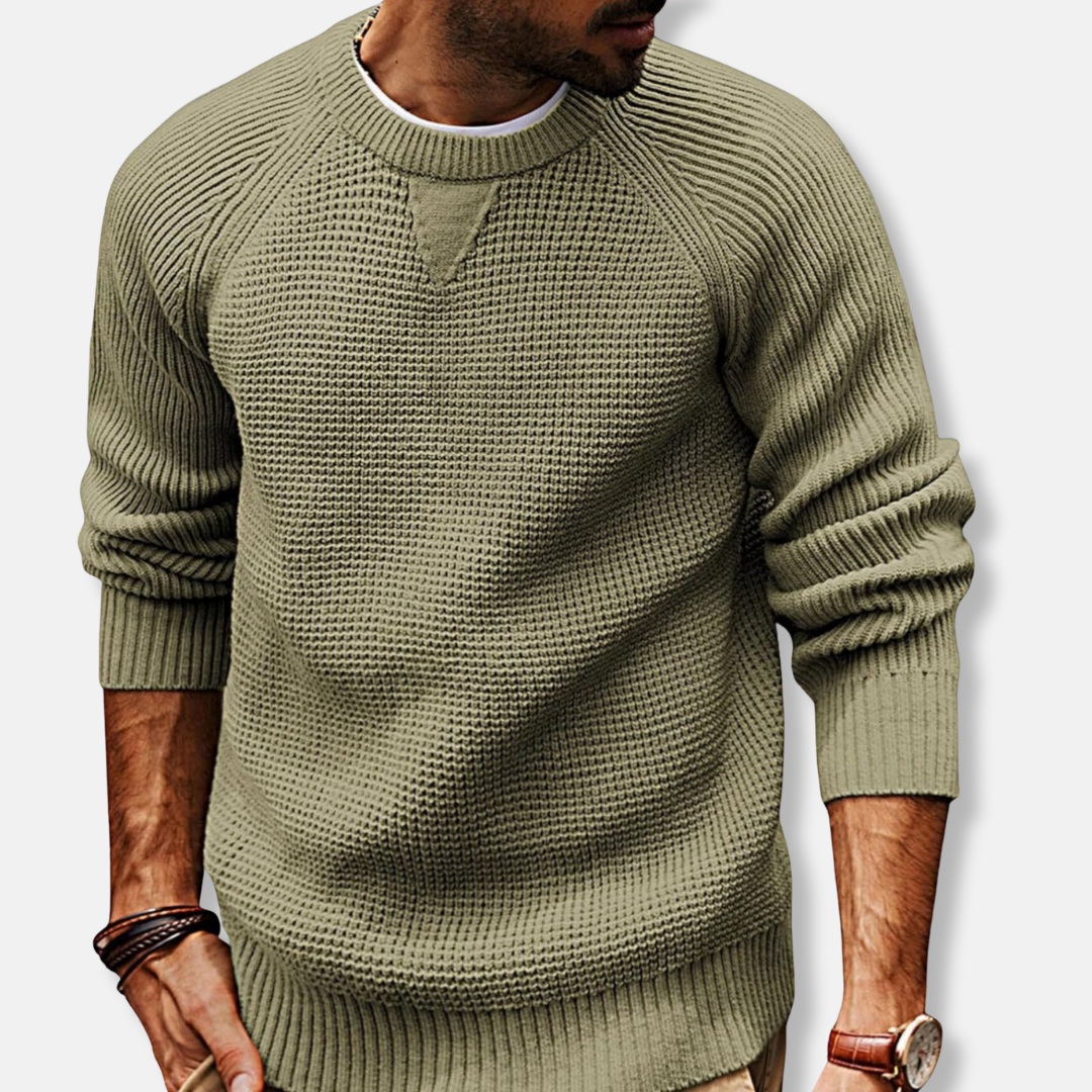 Street-Wave Men Knit Texture Crew Neck Sweatshirt Comfort