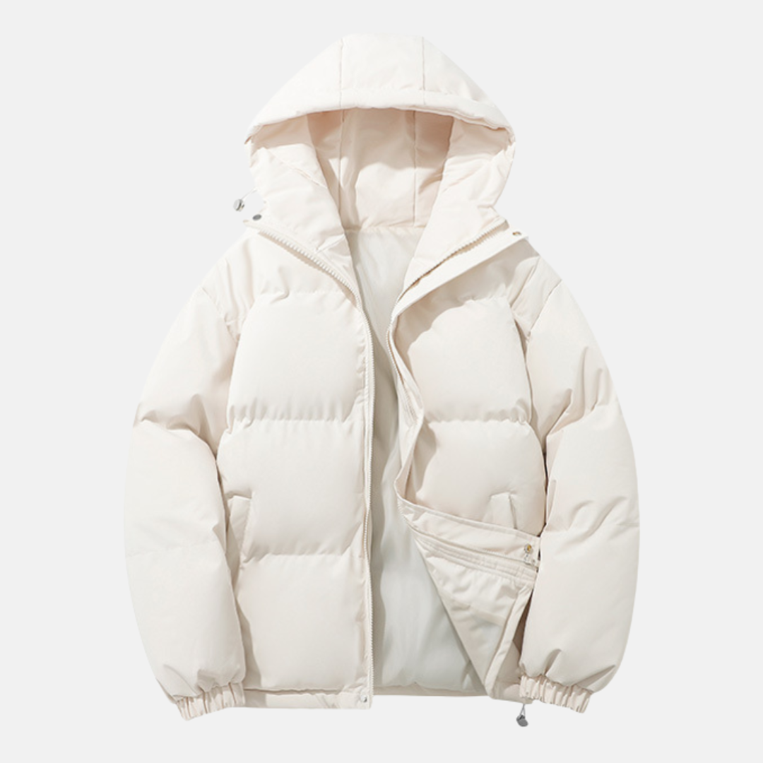 Mens Padded Hooded Coat With Elasticated Hem For Cold Winter Weather Synthetic Insulated Outerwear By Street-Wave