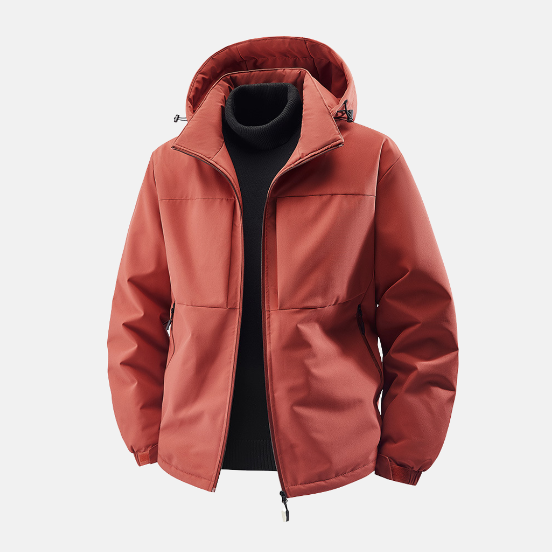 Men's Hooded Jacket Water Resistant Windproof Relaxed Fit Zip Front Pockets Nordisk Flair