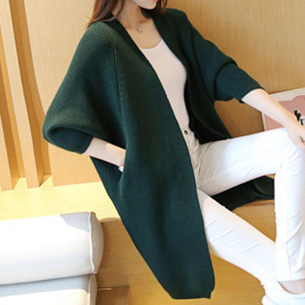 Street-Wave Long Cardigan In Soft Knit Open Front Relaxed Fit With Pockets For Women
