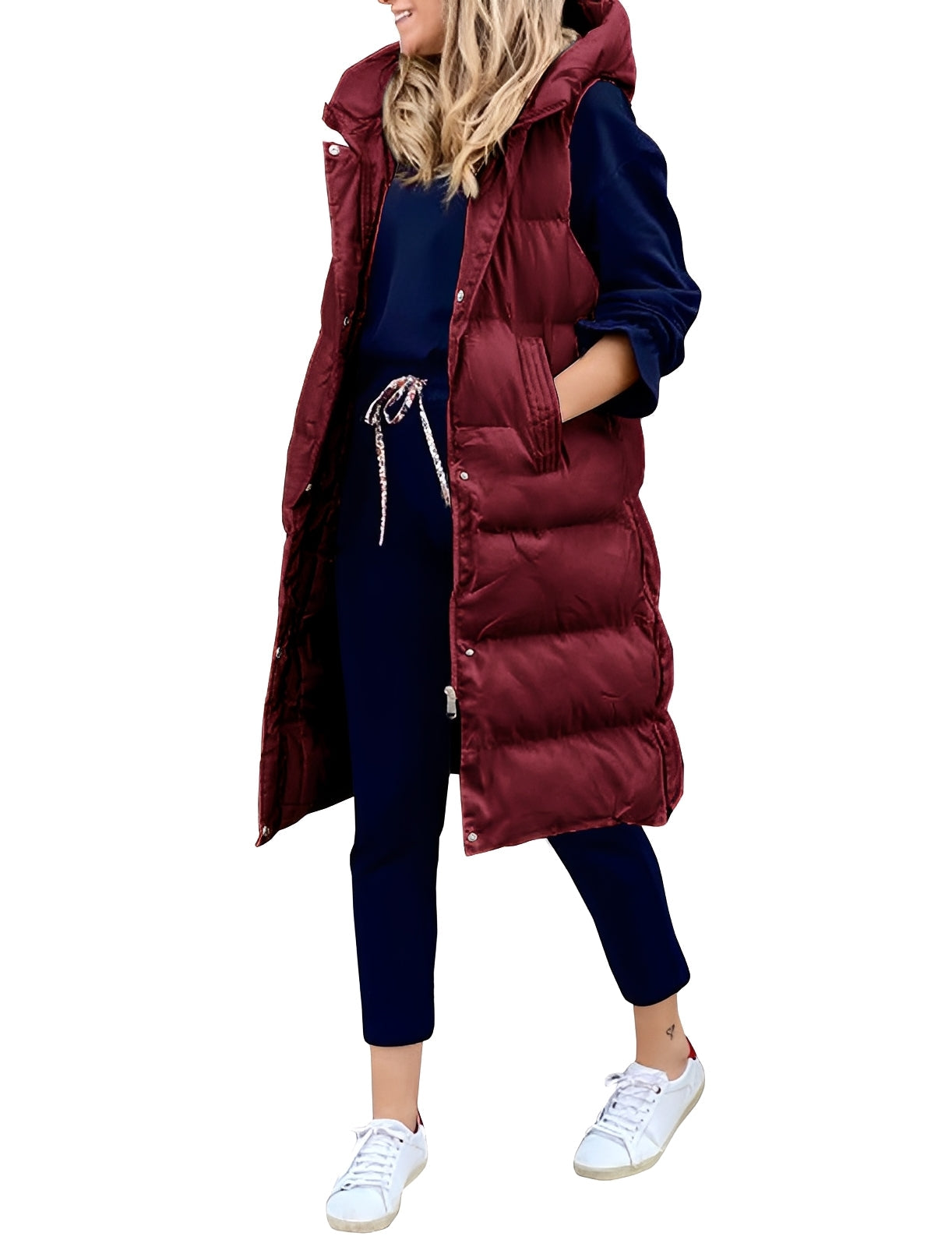 Street Wave Longline Sleeveless Puffer Vest For Women Versatile Warmth Chic Layering Piece