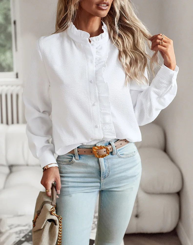 Street-wave Ruffle Blouse for Women Lightweight Chic Easy Comfort Versatile Everyday