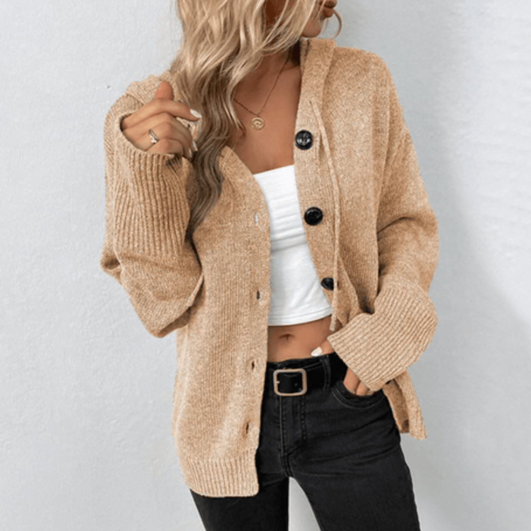Street-Wave Women's Soft Knit Cozy Button-Front Cardigan For Autumn Warmth And Easy Layering