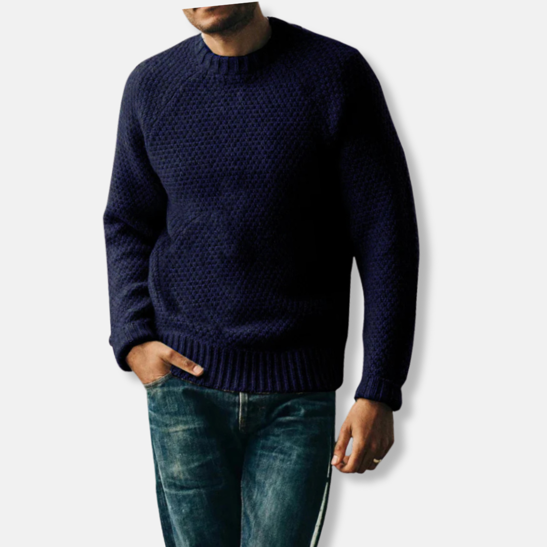 Street-Wave Wool Blend Crew Neck Sweater Raglan Relaxed Fit For Men