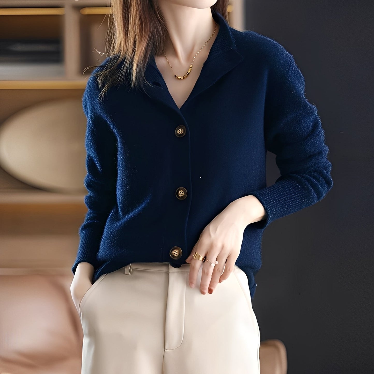 Street-wave Women's Cardigan Button Front Soft Cozy Knit Relaxed Fit Versatile Everyday Wear