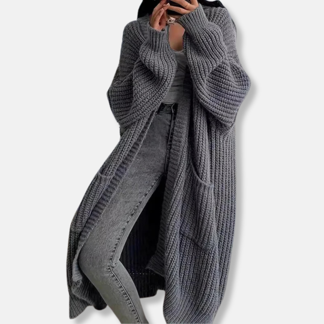 Street Wave Women's Cardigan Ribbed Knit Oversized Maxi Open Front Pockets