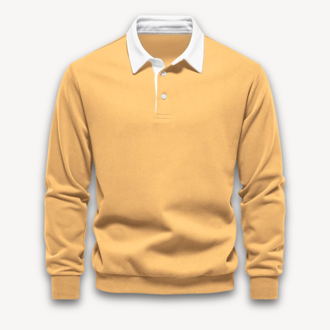 Street-Wave Mens Polo Sweater Regular Fit Long Sleeve Soft Knitted Natural Fiber Navy Knitwear