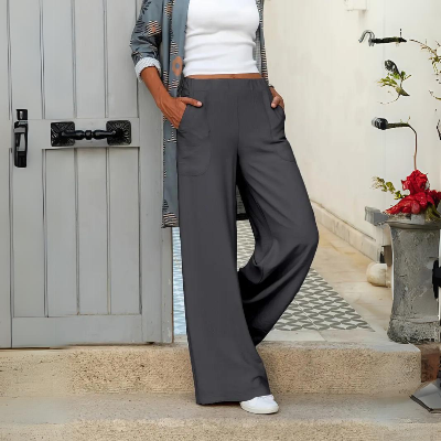 Street-wave Wide-Leg Lounge Pants With Elastic Waistband Relaxed Fit For Casual Chic Women
