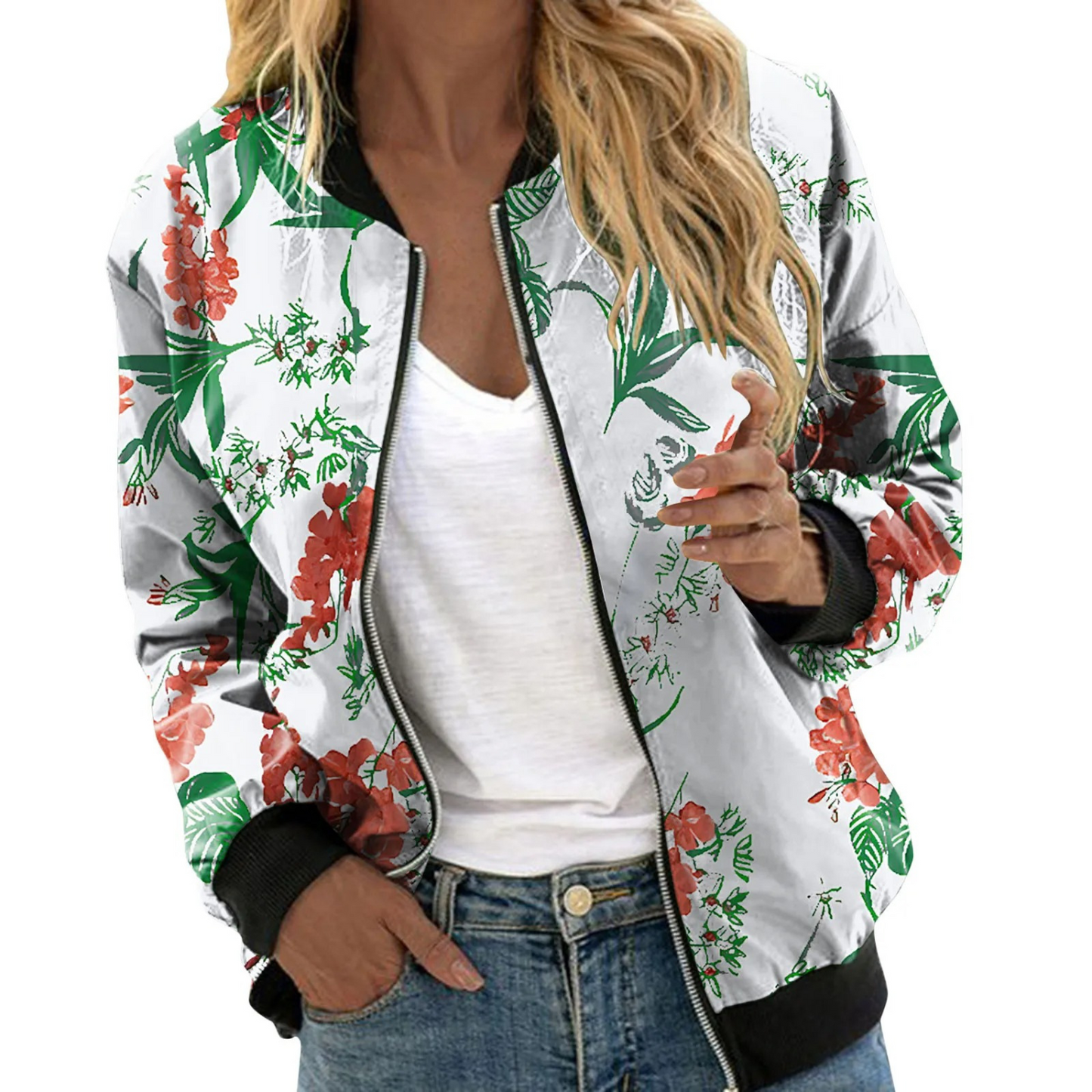Street-Wave Floral Blazer For Women With Vibrant Flower Print Comfortable Durable Elegant Style