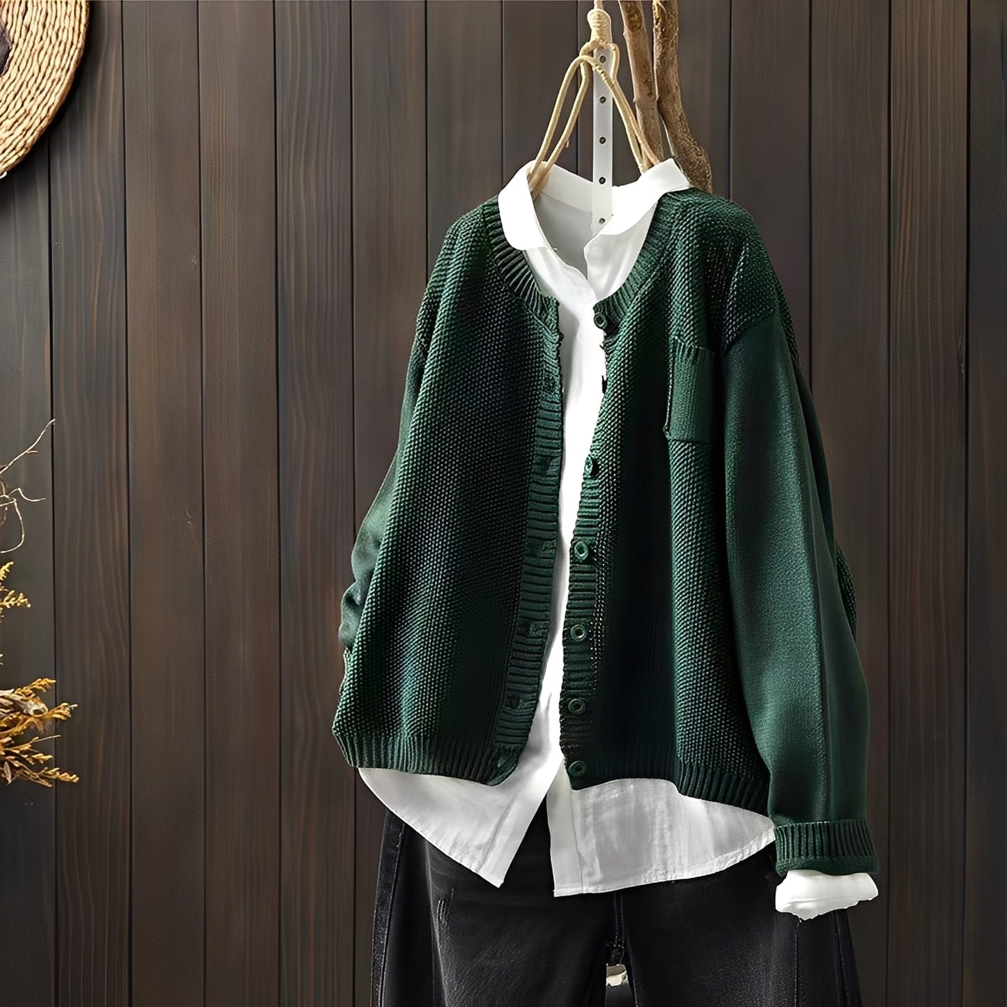 Street-wave Cardigan For Women Cozy Classic Knit With Button Front And Front Pockets