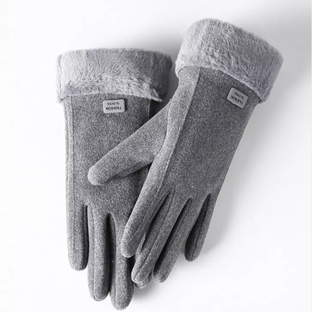 Street-Wave Windproof Touchscreen Gloves With Plush Lining For Cold Weather