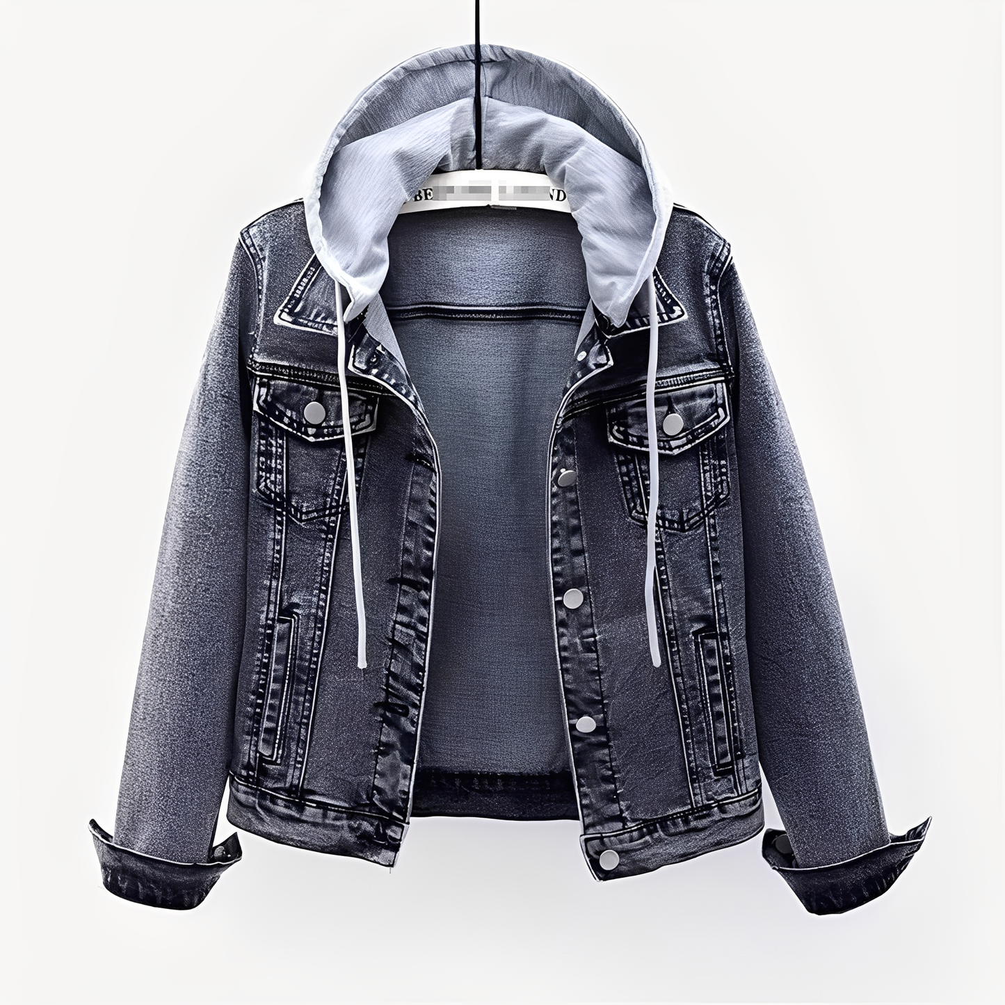 Street Wave Denim Jacket With Removable Hood For Women Versatile Everyday Casual Style