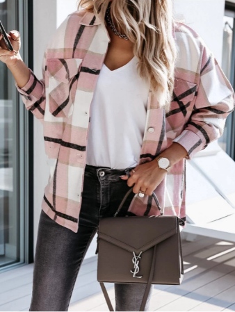 Street-Wave Plaid Flannel Jacket For Women Cozy Everyday Outerwear Casual Chic Comfort Outdoor Wardrobe Essential