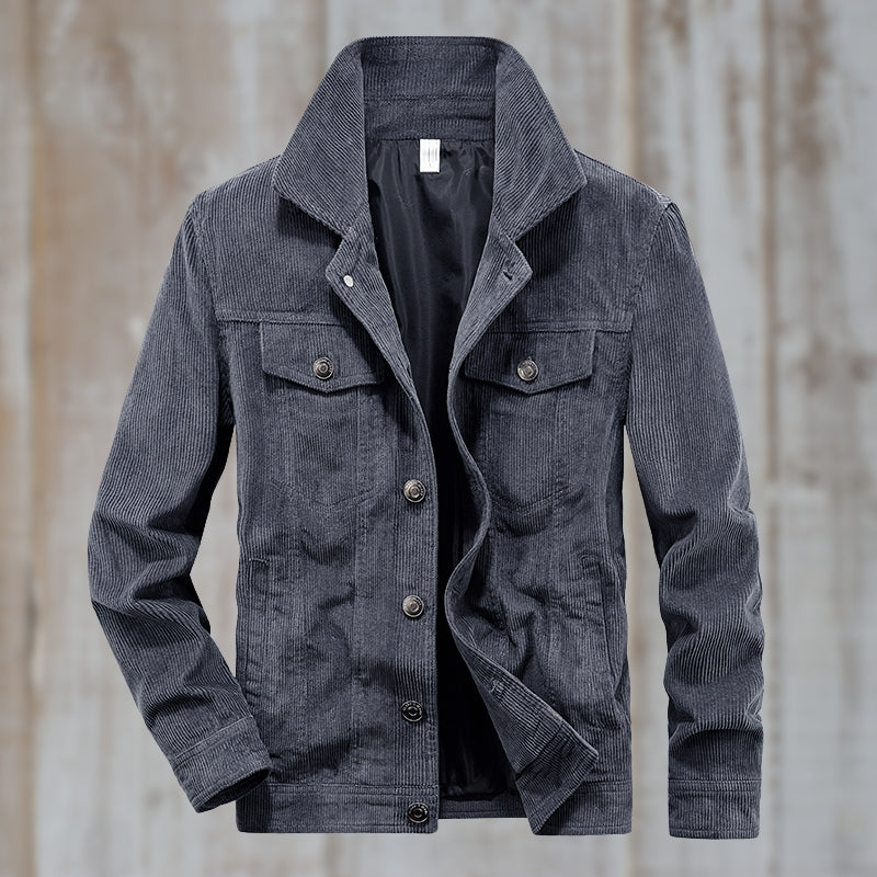 Corduroy Jacket With Button Closure Cotton Blend Street-Wave Unisex Everyday Essential Timeless Design