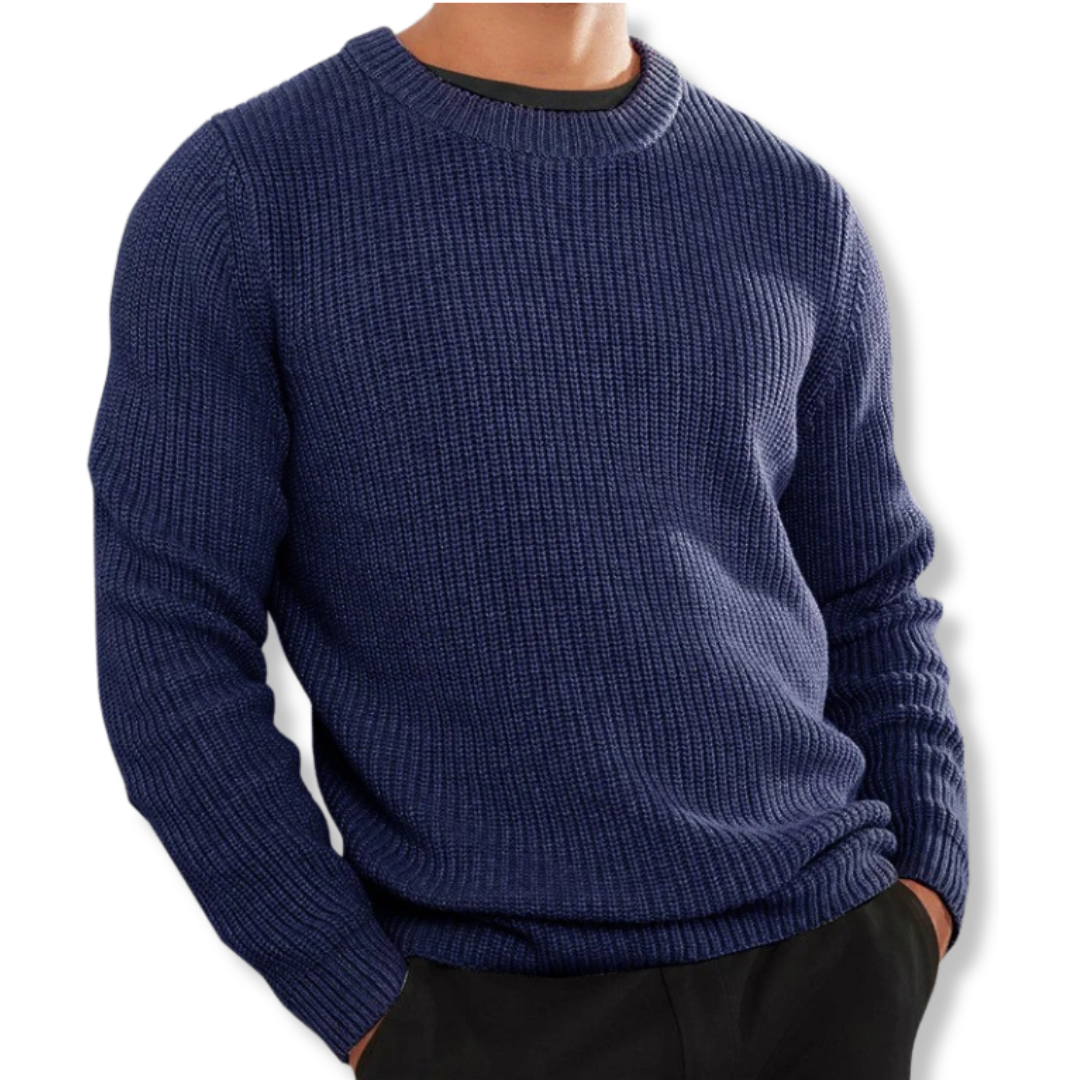 Men's Relaxed Fit Crew Neck Knit Sweater Street-Wave Warm