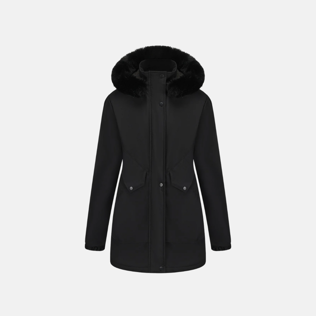 Street-Wave Women's Parka Mid-Length With Faux Fur Hood