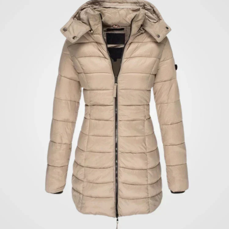 Street-Wave Women's Long Puffer Jacket With Hood For Winter Warmth And Daily Comfort