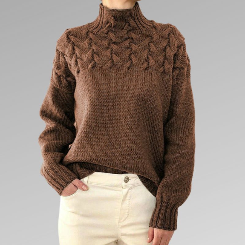 Street-wave Cable Knit Turtleneck Sweater For Women Elegant Warm Cozy Knitwear Premium