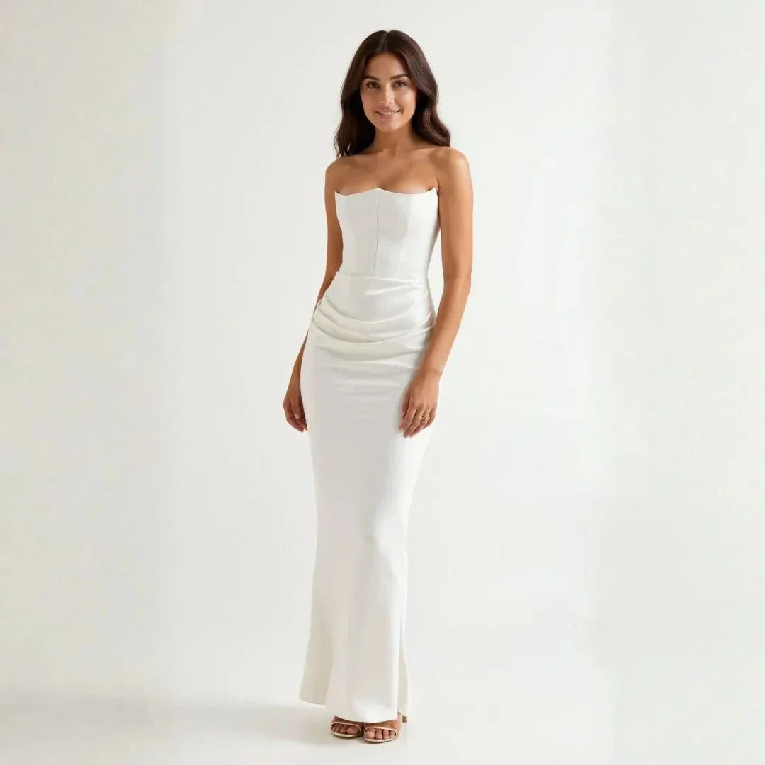 Waylynn Addison Satin Maxi Dress Strapless Elegant Evening Gown For Women