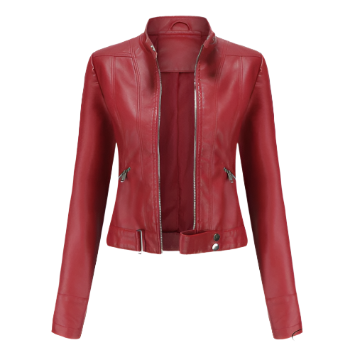 Street-Wave Women PU Leather Jacket Elegant Durable Zippered Front For Modern Fashion Lovers