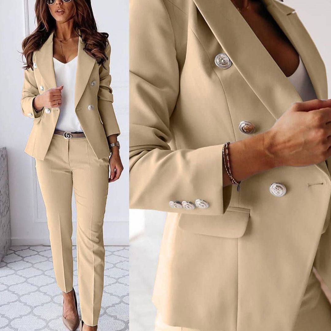Street-Wave Lily Polished Double-Breasted Suit Set For Pros