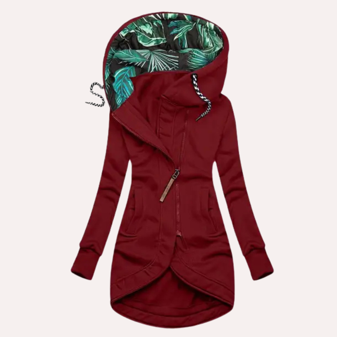 Street-wave Women's Elegant Hoodie With Tailored Silhouette And Cozy Tropical-Lined Hood