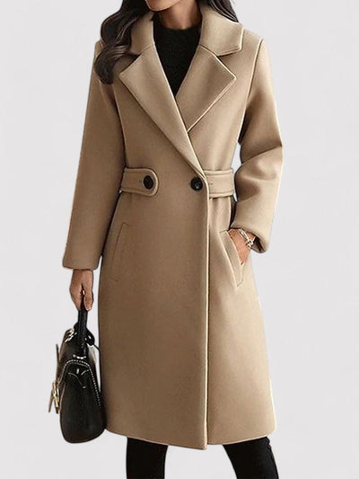 Street-Wave Long Tailored Coat With Notch Lapel Belted Winter Outerwear For Modern Professionals
