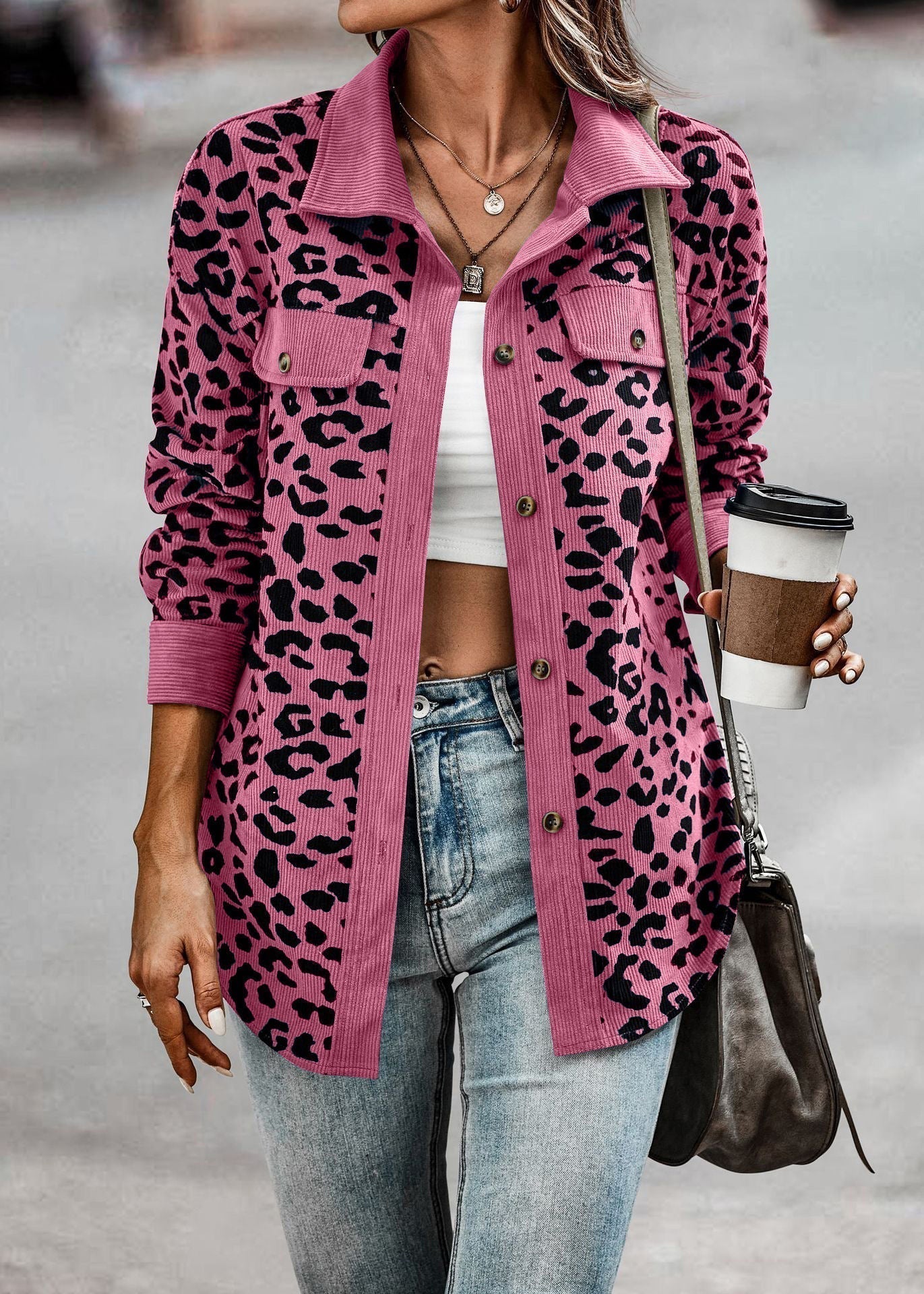 Street-Wave Leopard Print Shirt Jacket For Women - Modern Pattern, Bold Style, Fashion-Forward Outerwear