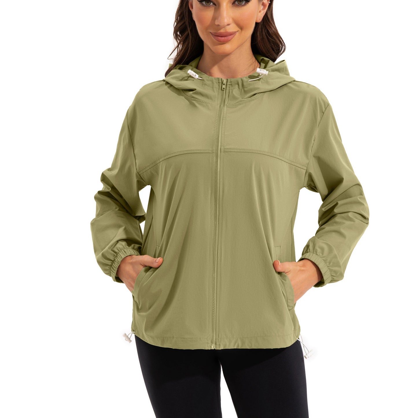 Street-wave Lightweight Water-Repellent Hooded Jacket For Women, Sporty Athleisure Outerwear
