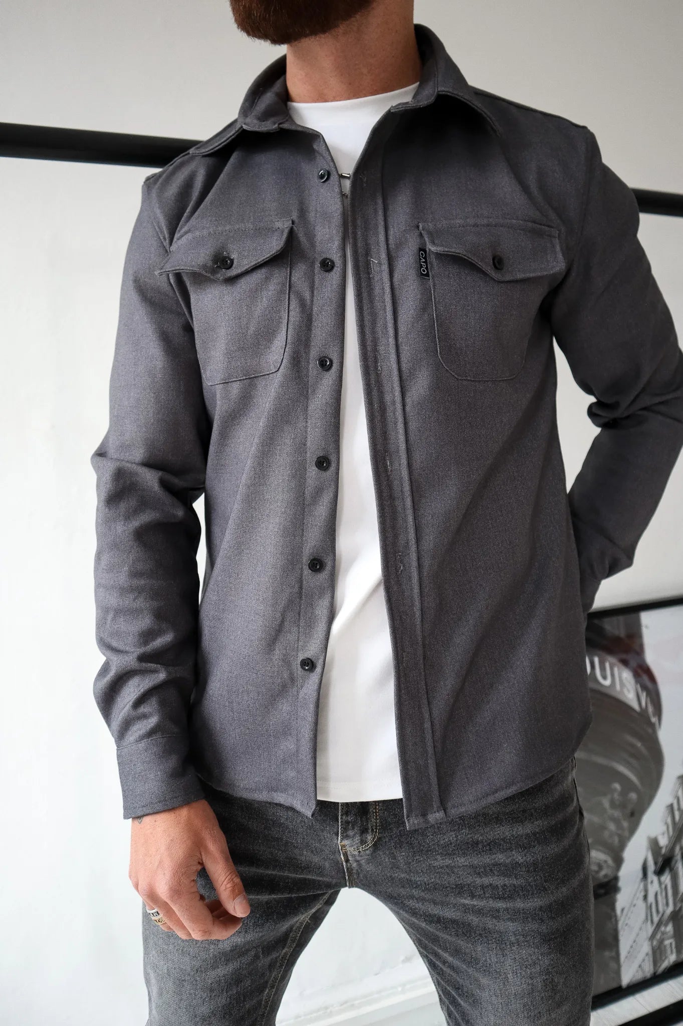 Marei Mens Shirt Jacket With Button Placket Premium Versatile Outerwear For Modern Men