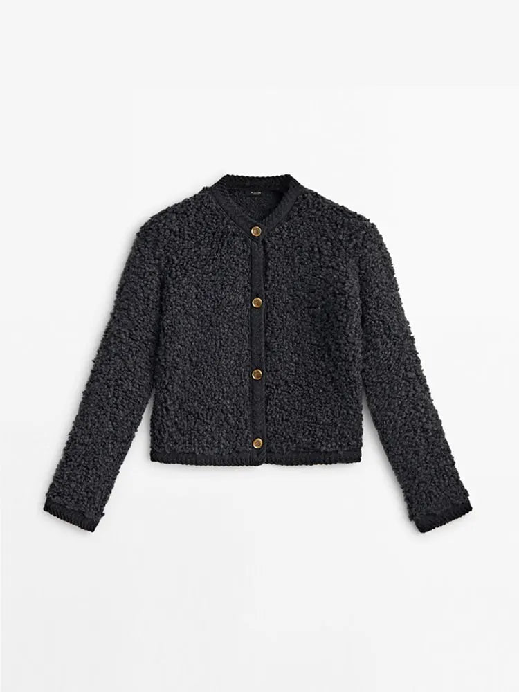 Street-wave Teddy Fleece Jacket For Women Warm Cozy Autumn Coat With Button Front