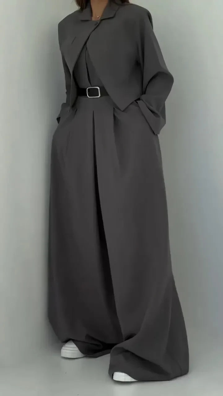 Street-Wave Celeste Lightweight Women's Blazer Set - Versatile Two-Piece For Work To Weekend